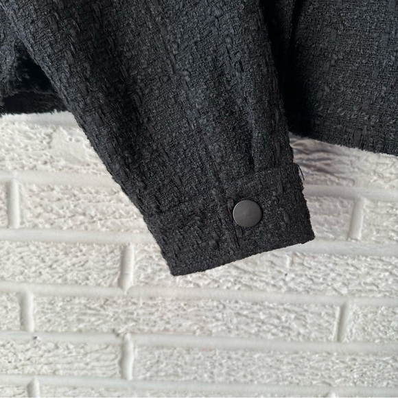 NEW! House of Harlow 1960 Tweed Jacket/Raw Hem/ Snap Front/Front Pockets/Black - Picture 11 of 16